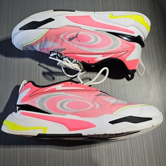 Men's PUMA Shoes rs-Fast‎ Paradise Ignite Pink White Neon 2021 Size 9.5 EUC - Picture 1 of 10
